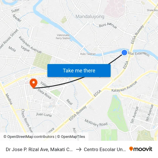 Dr Jose P. Rizal Ave, Makati City, Manila to Centro Escolar University map