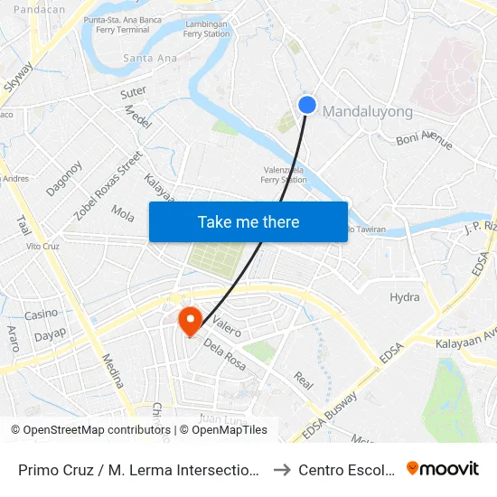 Primo Cruz / M. Lerma Intersection, Mandaluyong City, Manila to Centro Escolar University map