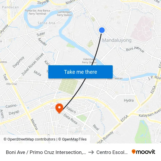 Boni Ave / Primo Cruz Intersection, Mandaluyong City, Manila to Centro Escolar University map