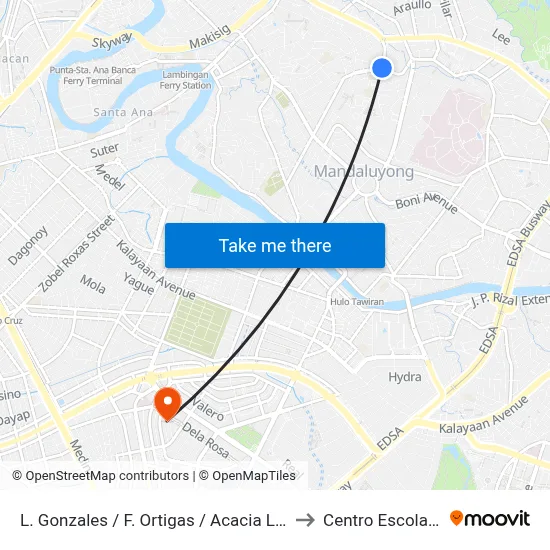 L. Gonzales / F. Ortigas / Acacia Lane, Mandaluyong City to Centro Escolar University map