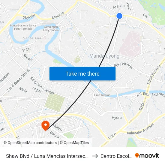 Shaw Blvd / Luna Mencias Intersection, Mandaluyong City, Manila to Centro Escolar University map