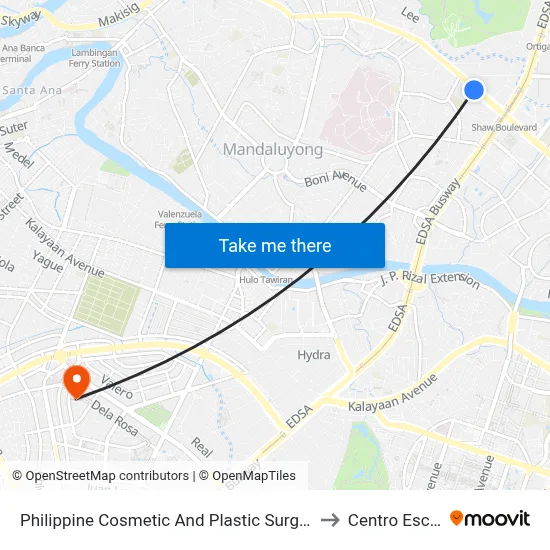 Philippine Cosmetic And Plastic Surgery, Shaw Blvd, Mandaluyong City, Manila to Centro Escolar University map