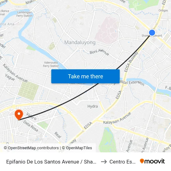 Epifanio De Los Santos Avenue /  Shaw Blvd Intersection, Mandaluyong City, Manila to Centro Escolar University map