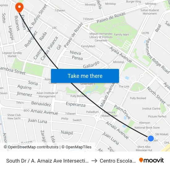 South Dr / A. Arnaiz Ave Intersection, Makati City, Manila to Centro Escolar University map