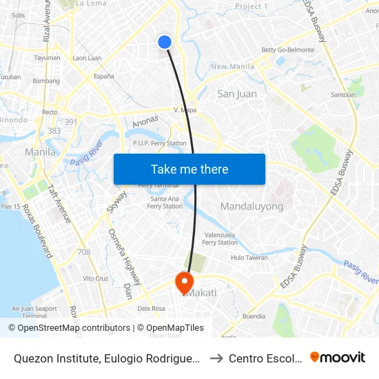 Quezon Institute, Eulogio Rodriguez Sr Ave, Quezon City, Manila to Centro Escolar University map
