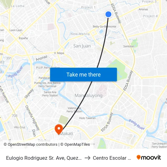Eulogio Rodriguez Sr. Ave, Quezon City, Manila to Centro Escolar University map
