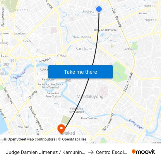 Judge Damien Jimenez / Kamuning Rd, Quezon City, Manila to Centro Escolar University map