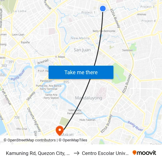 Kamuning Rd, Quezon City, Manila to Centro Escolar University map