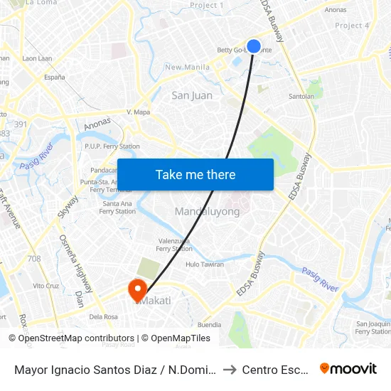 Mayor Ignacio Santos Diaz / N.Domingo Intersection, San Juan, Manila to Centro Escolar University map