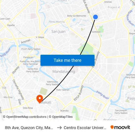 8th Ave, Quezon City, Manila to Centro Escolar University map
