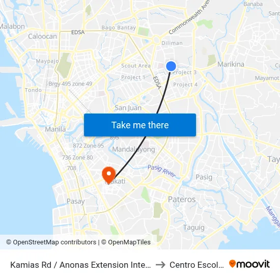 Kamias Rd / Anonas Extension Intersection, Quezon City, Manila to Centro Escolar University map