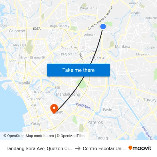 Tandang Sora Ave, Quezon City, Manila to Centro Escolar University map