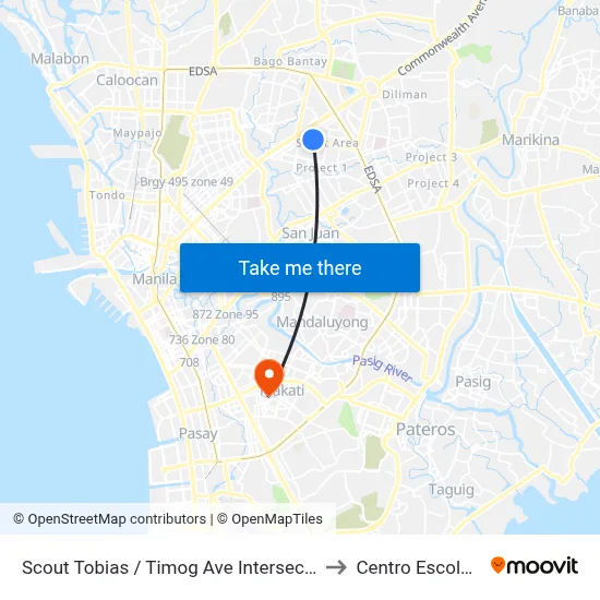 Scout Tobias / Timog Ave Intersection, Quezon City, Manila to Centro Escolar University map