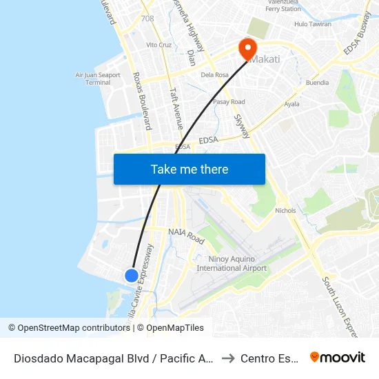 Diosdado Macapagal Blvd / Pacific Avenue Intersection, Parañaque City, Manila to Centro Escolar University map