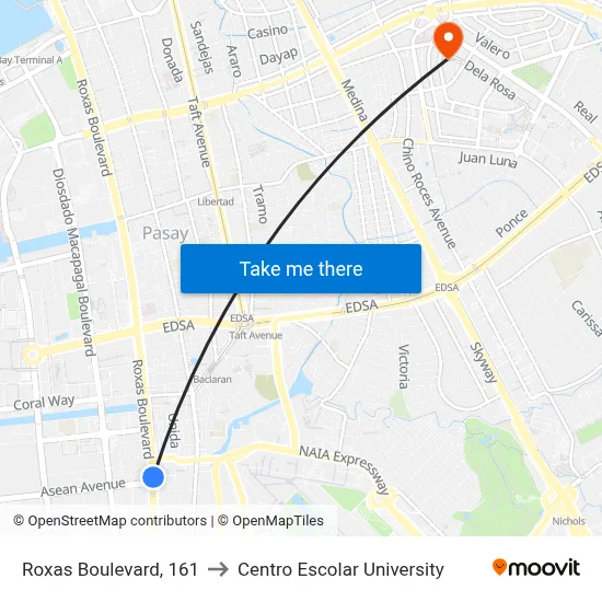 Roxas Boulevard, 161 to Centro Escolar University map