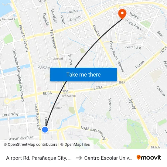 Airport Rd, Parañaque City, Manila to Centro Escolar University map