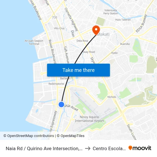 Naia Rd / Quirino Ave Intersection, Parañaque City, Manila to Centro Escolar University map