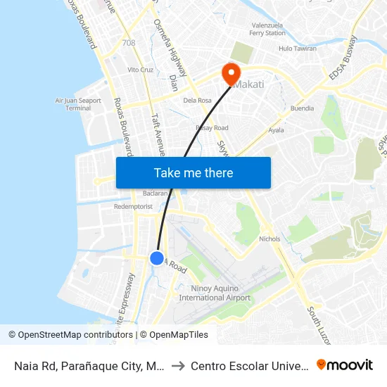 Naia Rd, Parañaque City, Manila to Centro Escolar University map