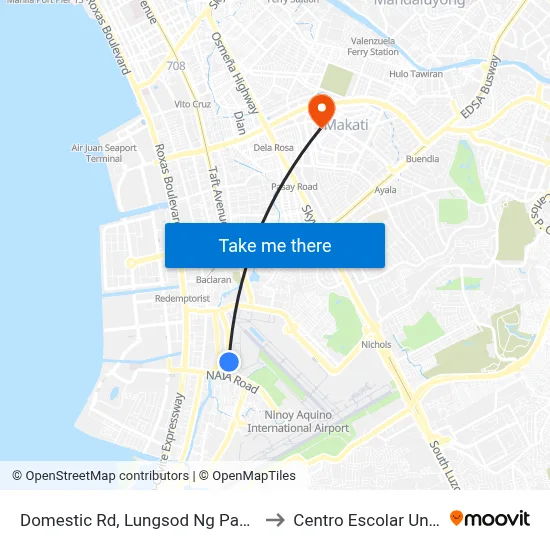 Domestic Rd, Lungsod Ng Pasay, Manila to Centro Escolar University map
