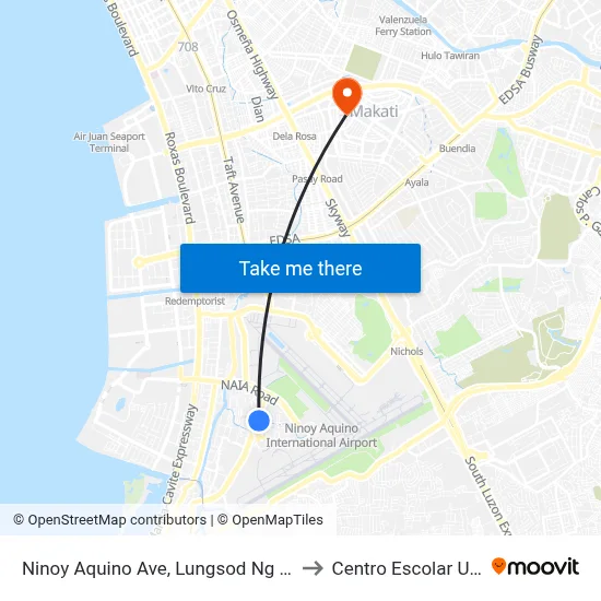 Ninoy Aquino Ave, Lungsod Ng Pasay, Manila to Centro Escolar University map
