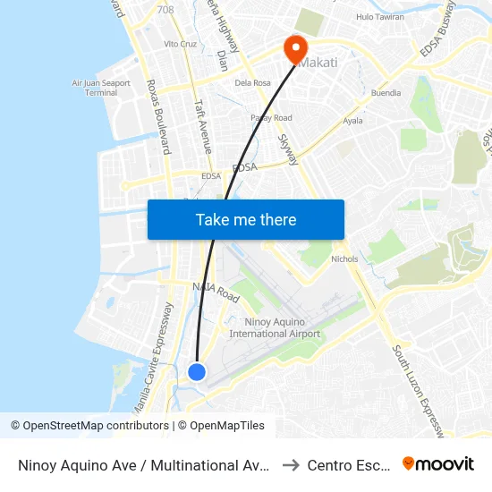 Ninoy Aquino Ave / Multinational Ave Intersection, Parañaque City, Manila to Centro Escolar University map
