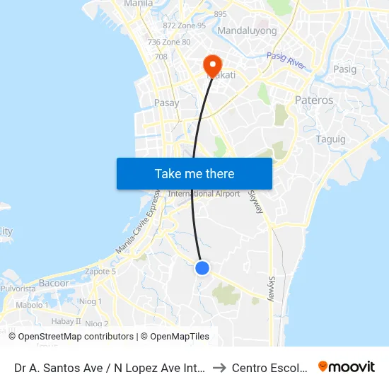 Dr A. Santos Ave / N Lopez Ave Intersection, Parañaque City to Centro Escolar University map