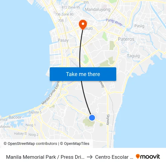 Manila Memorial Park / Press Drive, Parañaque City to Centro Escolar University map