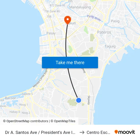Dr A. Santos Ave / President's Ave Intersection, Parañaque City, Manila to Centro Escolar University map