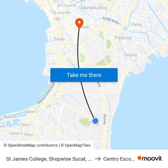 St James College, Shopwise Sucat, Dr A. Santos Ave, Parañaque City to Centro Escolar University map
