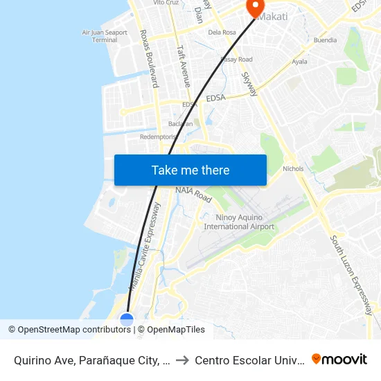 Quirino Ave, Parañaque City, Manila to Centro Escolar University map