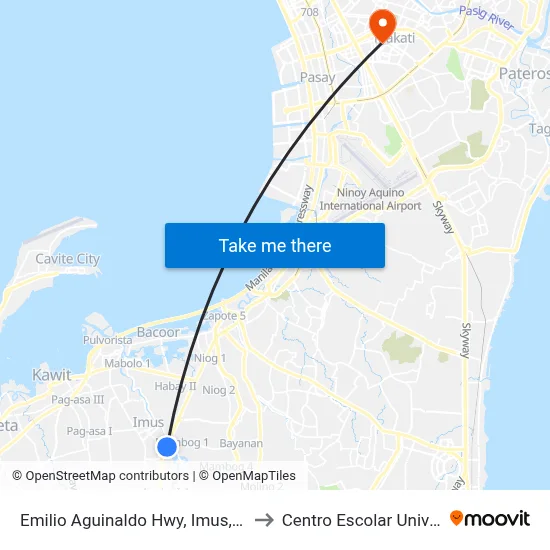 Emilio Aguinaldo Hwy, Imus, Manila to Centro Escolar University map
