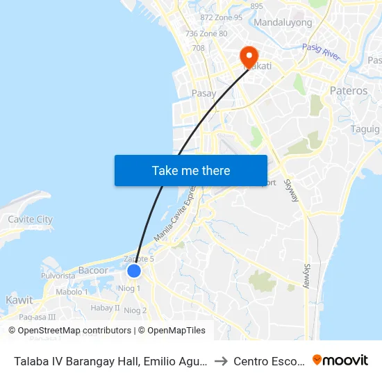 Talaba IV Barangay Hall, Emilio Aguinaldo Hwy, Bacoor City, Manila to Centro Escolar University map