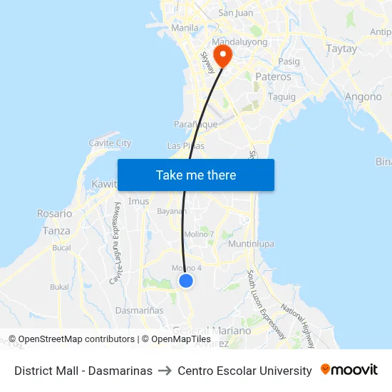 District Mall - Dasmarinas to Centro Escolar University map