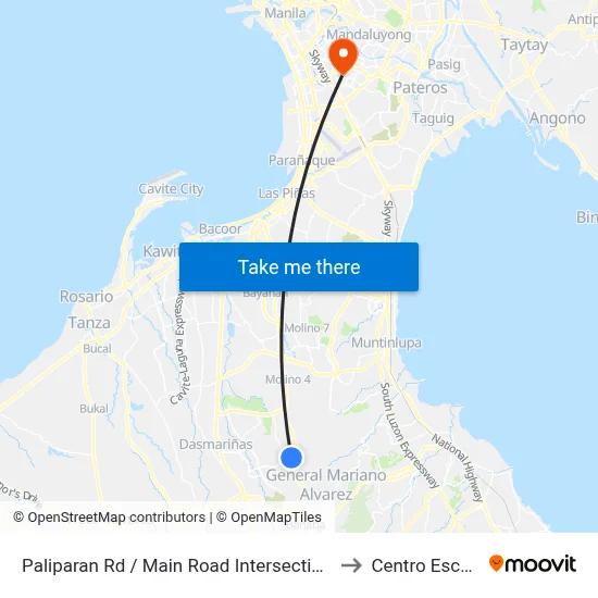 Paliparan Rd / Main Road Intersection, Lungsod Ng Dasmariñas, Manila to Centro Escolar University map