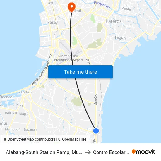 Alabang-South Station Ramp, Muntinlupa City, Manila to Centro Escolar University map