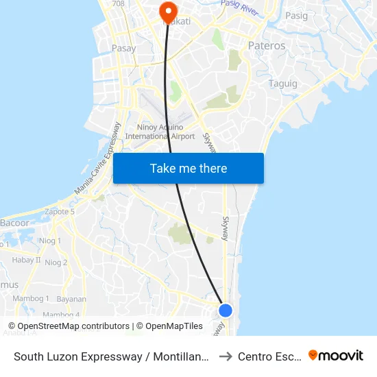 South Luzon Expressway / Montillano St Intersection, Muntinlupa City, Manila to Centro Escolar University map