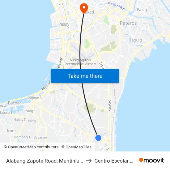 Alabang-Zapote Road, Muntinlupa City, Manila to Centro Escolar University map