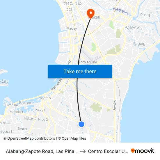 Alabang-Zapote Road, Las Piñas City, Manila to Centro Escolar University map