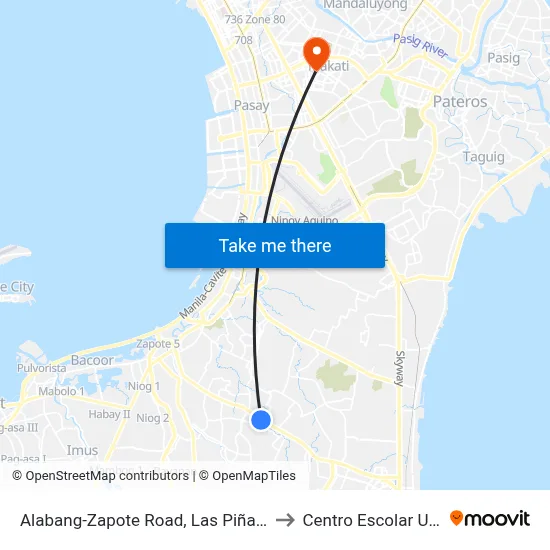 Alabang-Zapote Road, Las Piñas City, Manila to Centro Escolar University map