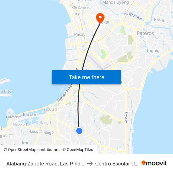 Alabang-Zapote Road, Las Piñas City, Manila to Centro Escolar University map