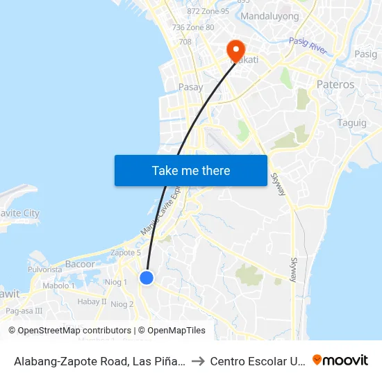 Alabang-Zapote Road, Las Piñas City, Manila to Centro Escolar University map