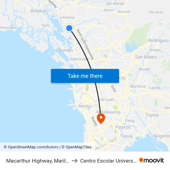 Macarthur Highway, Marilao to Centro Escolar University map