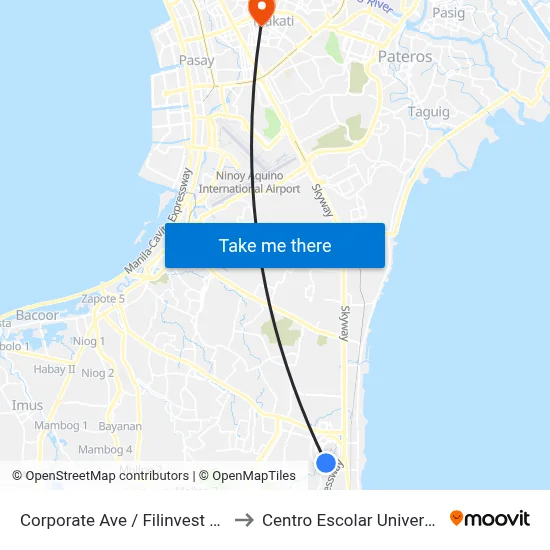 Corporate Ave / Filinvest Ave to Centro Escolar University map