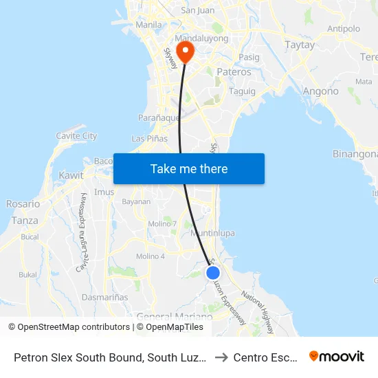Petron Slex South Bound, South Luzon Expressway, San Pedro, Manila to Centro Escolar University map