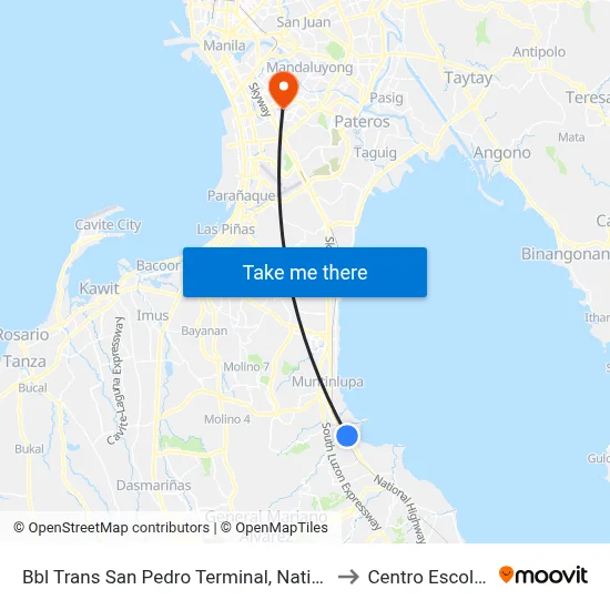 Bbl Trans San Pedro Terminal, National Hwy, San Pedro, Manila to Centro Escolar University map