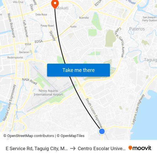 E Service Rd,  Taguig City, Manila to Centro Escolar University map