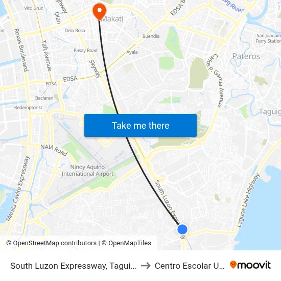 South Luzon Expressway, Taguig City, Manila to Centro Escolar University map