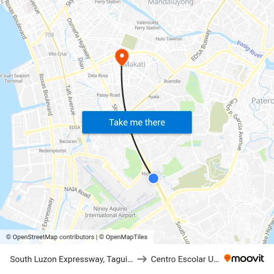 South Luzon Expressway, Taguig City, Manila to Centro Escolar University map
