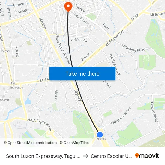 South Luzon Expressway, Taguig City, Manila to Centro Escolar University map