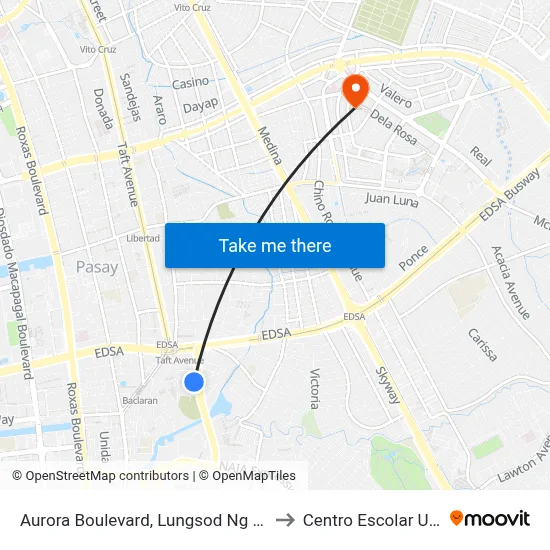 Aurora Boulevard, Lungsod Ng Pasay, Manila to Centro Escolar University map